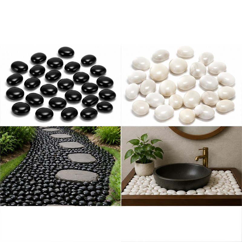 Beyaz ve Siyah Cilalı Nehir Ta - Fish Aquarium Home incelemesi ve fiyatı
